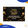 Happy New Year Wishes Card PSD Template Free Download